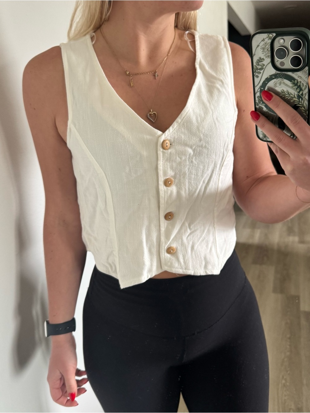 Classic White V-Neck Button-Front Cropped Camisole